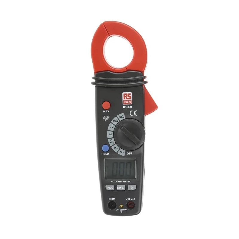 RS PRO RS330 Mini AC/DC Clamp Meter 400A 600V AC/DC True RMS LCD Display CAT III RS330