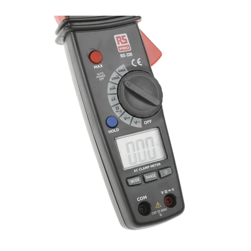RS PRO RS330 Mini AC/DC Clamp Meter 400A 600V AC/DC True RMS LCD Display CAT III RS330