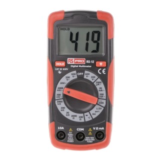 RS PRO Handheld Multimeter 10 A DC, 600 V AC LCD Display CAT II, CAT III Safety RS12