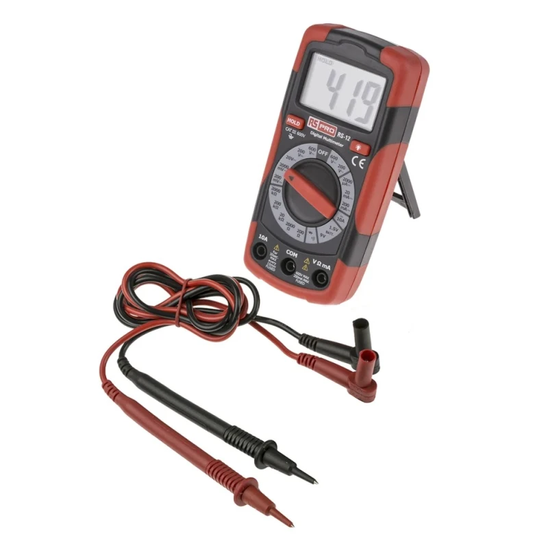 RS PRO Handheld Multimeter 10 A DC, 600 V AC LCD Display CAT II, CAT III Safety RS12