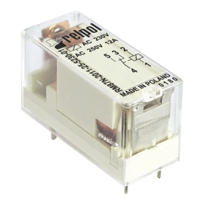Relpol RM87N-2011-35-5230 PCB Power Relay, 230V AC Coil Voltage, 12A Switching Current, SPDT, Plug-In Terminal