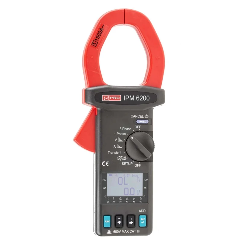 RS PRO 3-Phase Power Quality Analyser 1500 A Max 600V IPM6200
