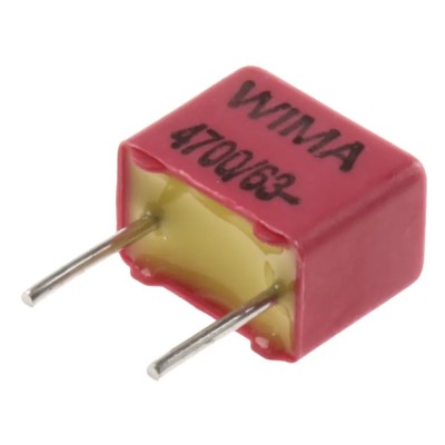 WIMA FKP2 Film Capacitor, ±5 % Tolerance, 4.7 nF Capacitance, 63 V DC, 40 V AC Rated Voltage, Through Hole Mount FKP2