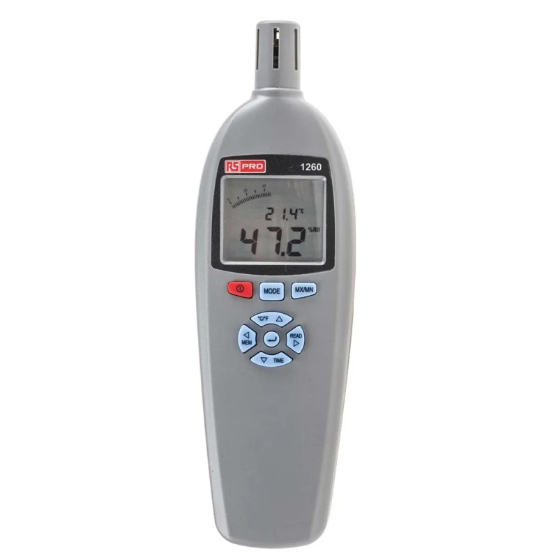 RS PRO Digital Thermohygrometer Hygrometer 60 °C Max, ±3 % RH Accuracy, Dual LCD RS1260