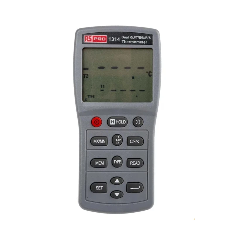 RS PRO Handheld Digital Thermometer Type J, K, E, S, T, R, N Probes 2 Inputs 1767°C 1314 123-2212