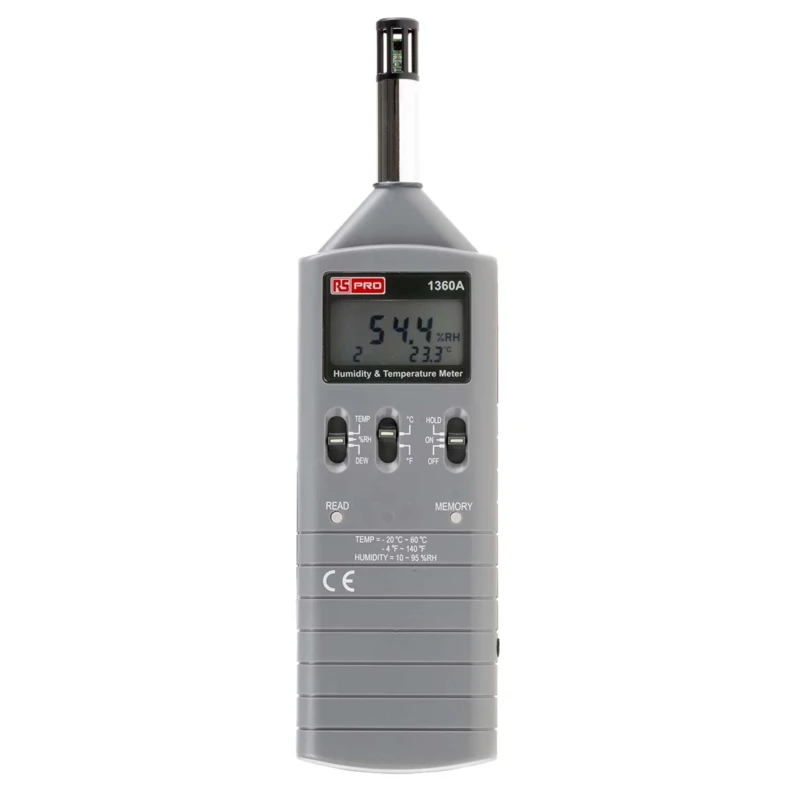 RS PRO Digital Hygrometer, Handheld, ±3 %RH Accuracy, 60 °C Max Temperature RS1360A