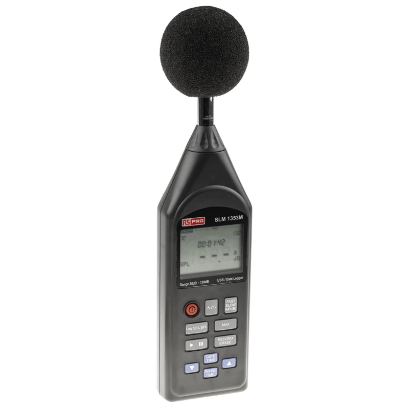 RS PRO Data Logging Sound Level Meter 30 dB to 130 dB 8 kHz Max USB Interface SLM1353M