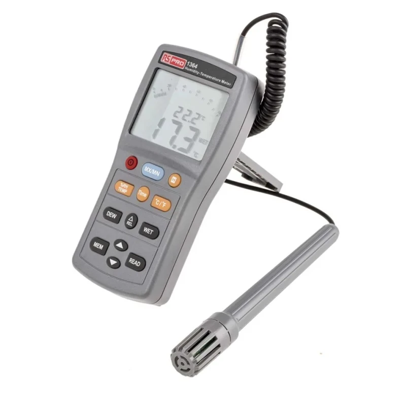 RS PRO Digital Thermohygrometer RS1364 with ±3 %RH Accuracy, 60 °C Max Temperature, 0.1%RH Resolution RS1364
