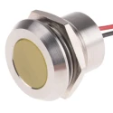RS PRO Yellow Panel Mount Indicator 12V DC 40mA Lead Wire Termination IP67 Flush Bezel 123-2431