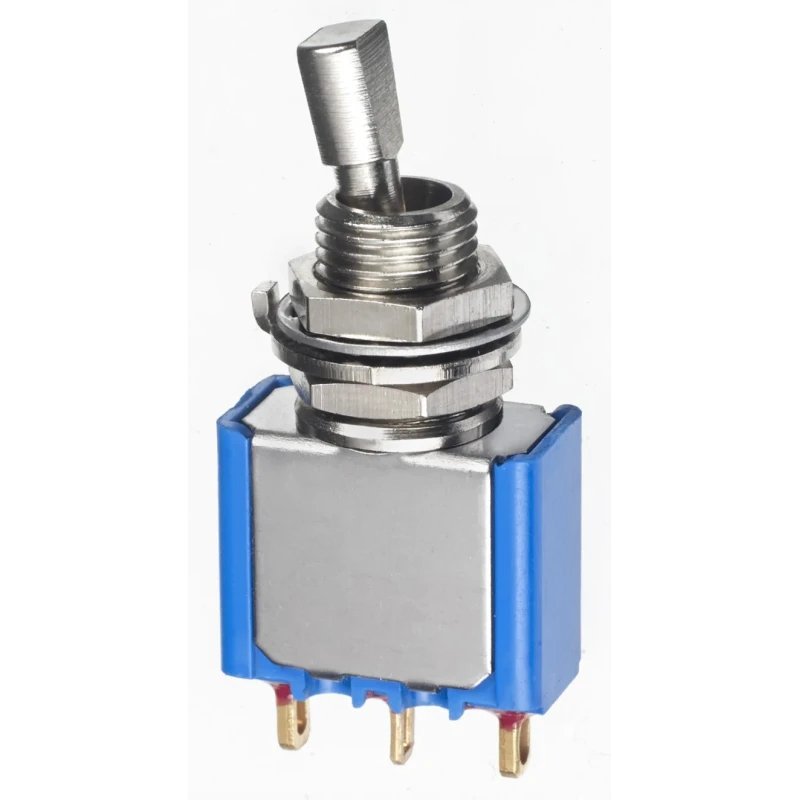 APEM Toggle Switch Panel Mount On-Off-On Solder Terminal Brass Actuator 6.3mm 5636CDB12