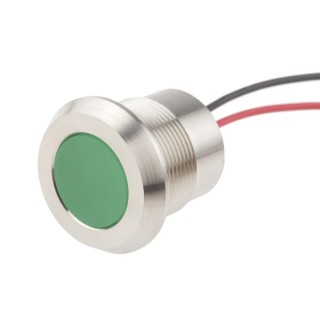 RS PRO Green Panel Mount Indicator 220V AC 3mA Lead Wire Termination IP67 Flush 123-2430