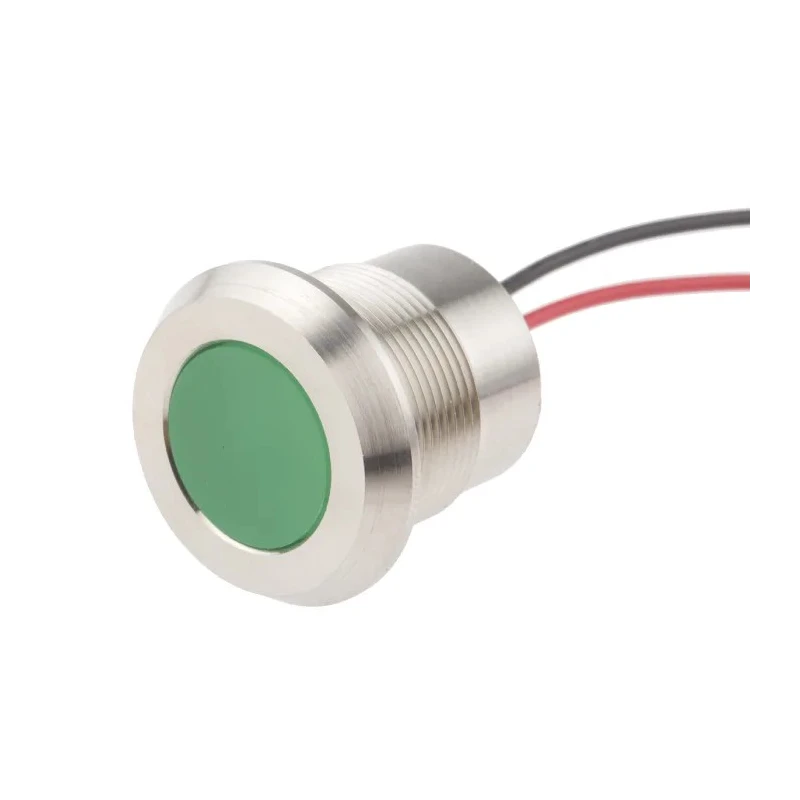 RS PRO Green Panel Mount Indicator 220V AC 3mA Lead Wire Termination IP67 Flush 123-2430