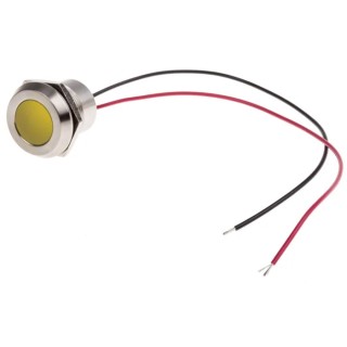 RS PRO Yellow Panel Mount Indicator 24V DC 40mA Lead Wire Termination IP67 Flush 123-2432