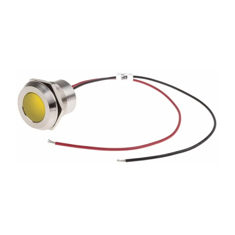 RS PRO Yellow Panel Mount Indicator 220V AC 3mA Lead Wire Termination IP67 Flush 123-2434