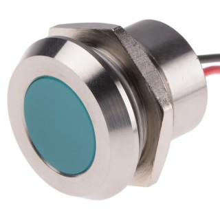 RS PRO Blue Panel Mount Indicator 220V AC 3mA Lead Wire Termination IP67 Flush Bezel 123-2438