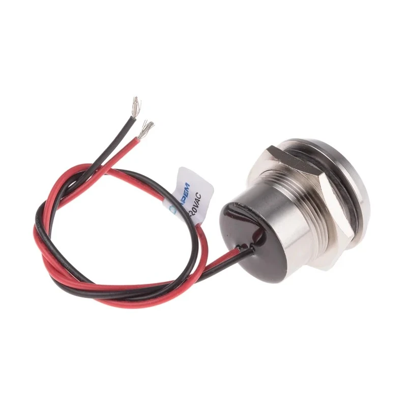 RS PRO Blue Panel Mount Indicator 220V AC 3mA Lead Wire Termination IP67 Flush Bezel 123-2438