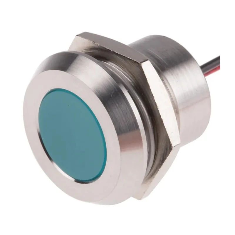 RS PRO Blue Panel Mount Indicator 24V DC 40mA Lead Wire Termination IP67 Flush 123-2436
