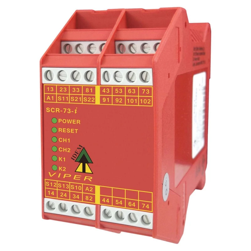 IDEM Safety Relay SCR-73-i Pluggable Terminals 24V ac/dc Coil Voltage, 7 Safety Contacts, 3 Auxiliary Contacts 280005-P