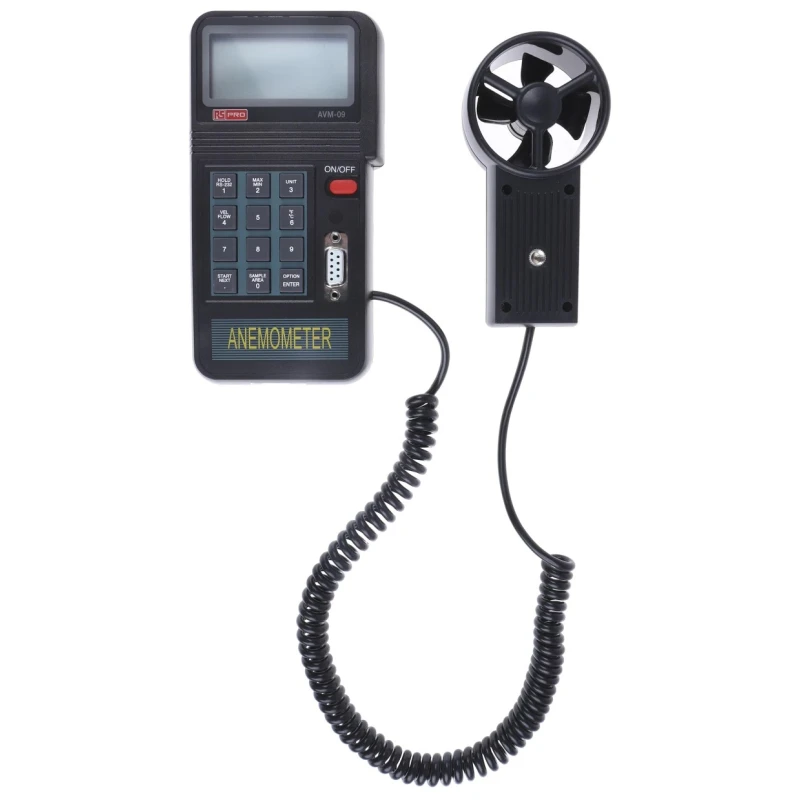 RS PRO Digital Vane Anemometer with Temperature Measurement, 45 m/s Air Velocity, Model AVM-09