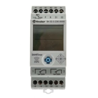 Finder 84 Series DIN Rail Timer Relay, 2-Contact, 110 to 240 V DC/AC, 0.1 s to 9999 h, DPDT, Multifunction 84.02.0.230.0000