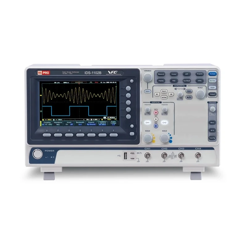 RS PRO 100 MHz Bench Digital Storage Oscilloscope 4 Channels USB Interface 10Mpts Memory Depth RS PRO 123-3543