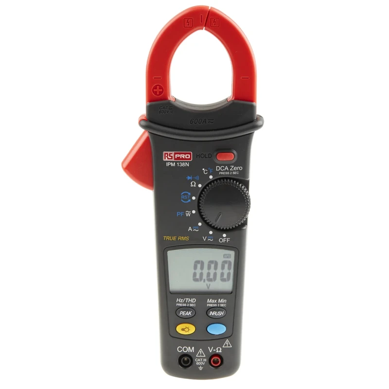 RS PRO Power Clamp Meter with Non-Contact Voltage Detector 600 A DC/AC, 1000 V DC, 999 V AC, CAT II CAT III IPM138N