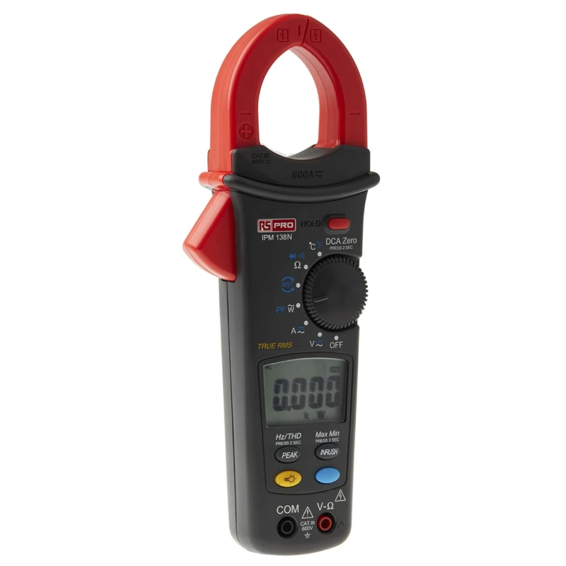 RS PRO Power Clamp Meter with Non-Contact Voltage Detector 600 A DC/AC, 1000 V DC, 999 V AC, CAT II CAT III IPM138N