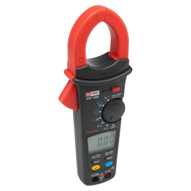 RS PRO Power Clamp Meter with Non-Contact Voltage Detector 600 A DC/AC, 1000 V DC, 999 V AC, CAT II CAT III IPM138N
