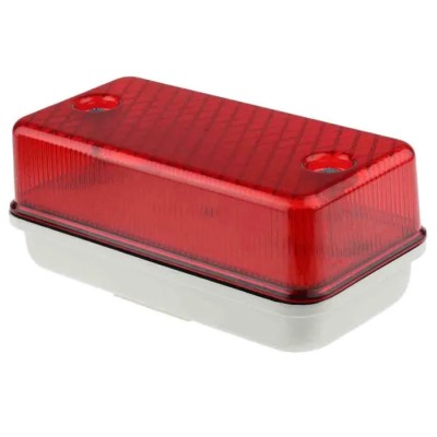 Marl Rectangular LED Bulkhead Light 5W 24V AC/DC Polycarbonate Housing IP64 Red Diffuser 315-1218
