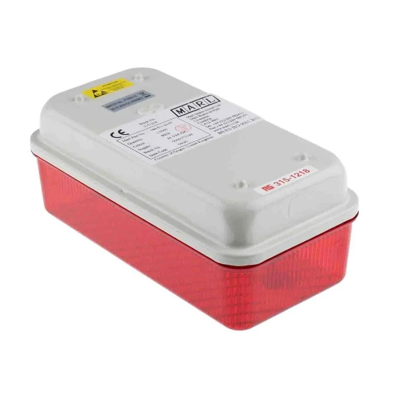Marl Rectangular LED Bulkhead Light 5W 24V AC/DC Polycarbonate Housing IP64 Red Diffuser 315-1218