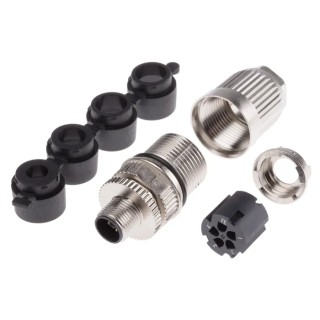 HARTING Industrial Circular Connector M12, 5 Contacts, Socket, Male, IDC Termination, Die Cast Zinc Housing 21032961505