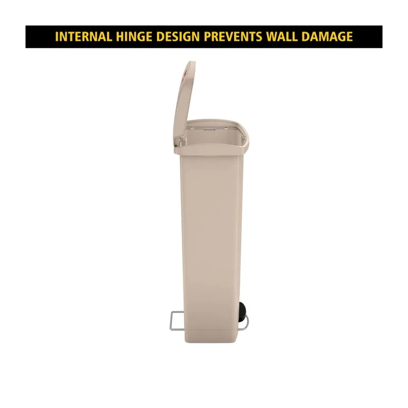 Rubbermaid Commercial Products Slim Jim 50L Beige Pedal Polyethylene Waste Bin 1883458