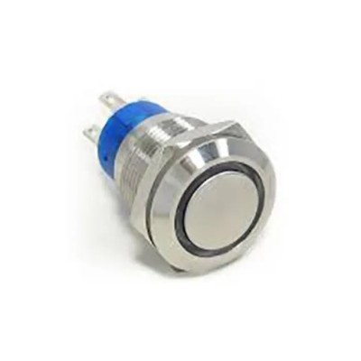 TE Connectivity AV19 Series Illuminated Push Button Switch Latching DPDT Green LED Panel Mount IP67 250V AC DC 