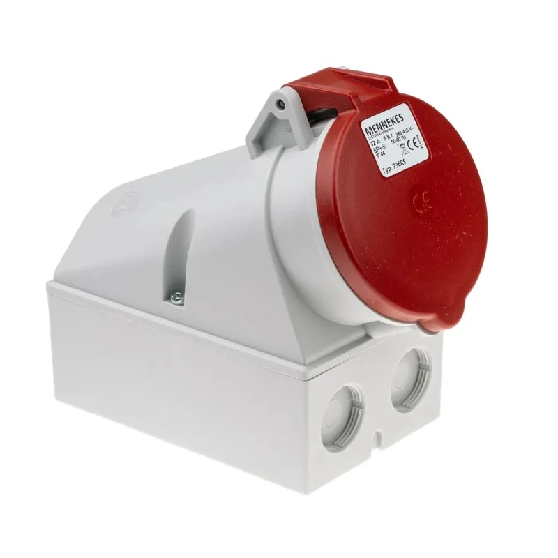 MENNEKES Industrial Power Connector 7-Pole Red Wall Mount Receptacle Rated At 32A 415V IP44 