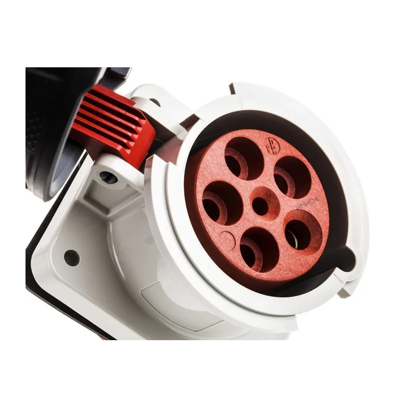 MENNEKES Industrial Power Connector Panel Mount, Rated 63A, 400V, IP67 Red, 3P+N+PE, SoftCONTACT 