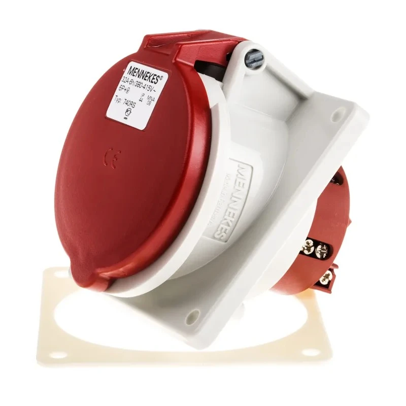 MENNEKES Industrial Power Connector 32A 400V IP44 Red Panel Mount 7 Pole 
