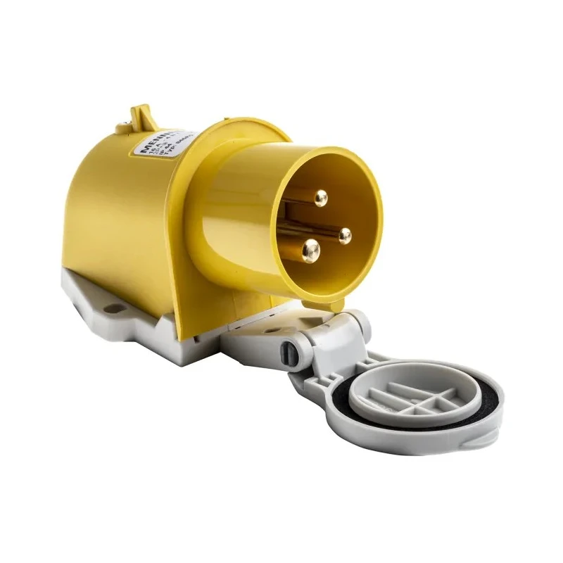MENNEKES Yellow IP44 Wall Mount 3-Pole Right Angle Industrial Power Connector 16A 110V IP44 
