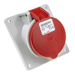 MENNEKES Industrial Power Connector 16A, 400V, IP44 Red Panel Mount 7P IP44
