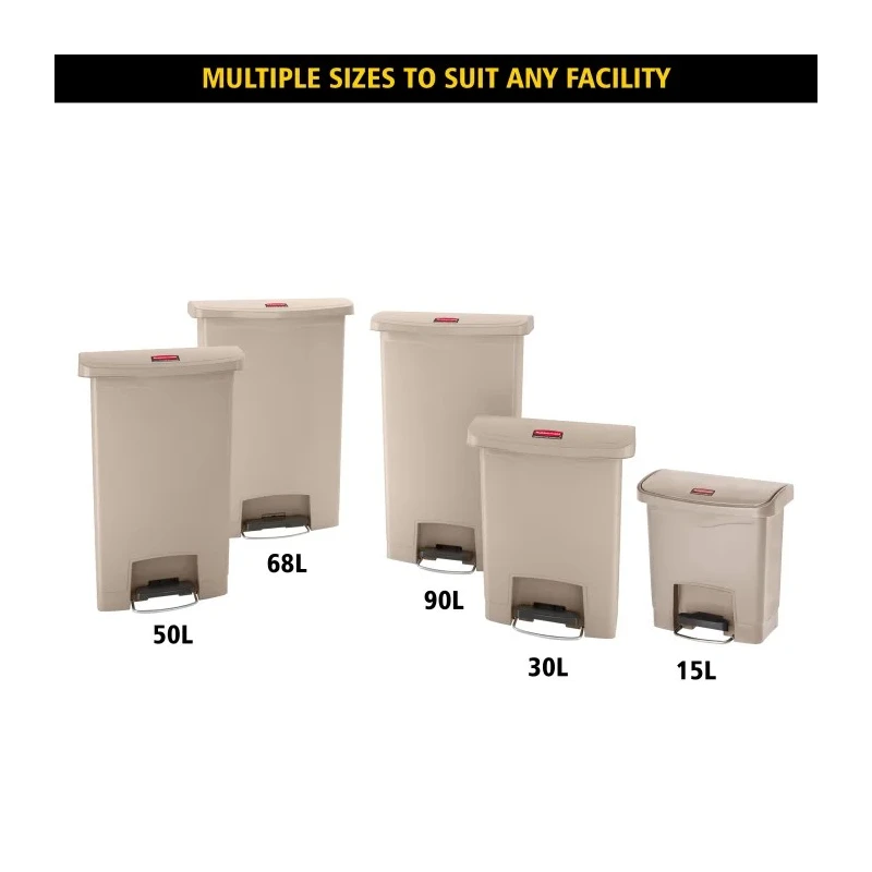 Rubbermaid Commercial Products Slim Jim 68L Black Pedal Polyethylene Waste Bin 1883613