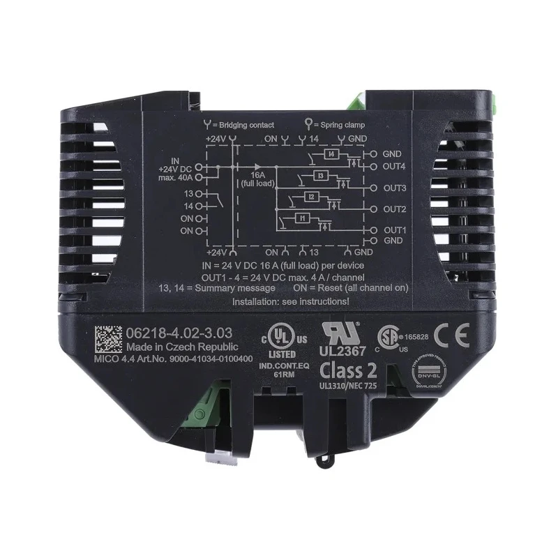 Murrelektronik Limited MICO Electronic Circuit Breaker 1A, 4A, 24V, 4 Channels, DIN Rail Mount 9000-41034-0100400