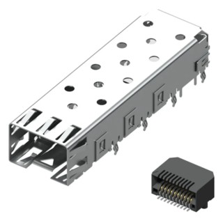 Samtec SFP Cage for MECT Transceiver Socket with Phosphor Bronze, Stainless Steel, LCP Material SFPK-PF