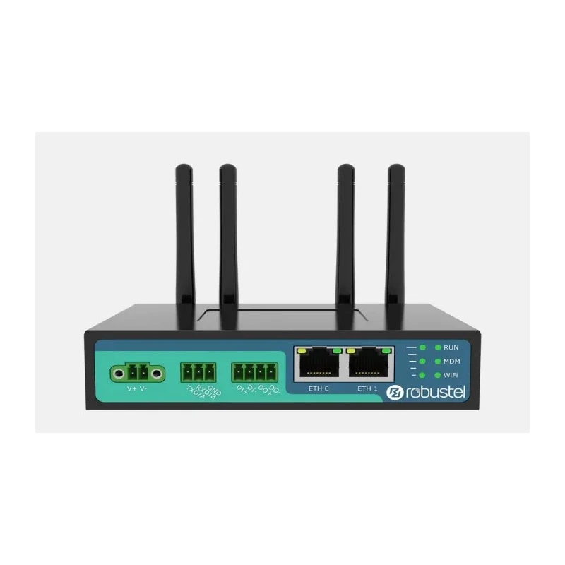 Robustel Industrial-Grade Cellular Router Kit 100Mbps, WiFi 802.11 b/g/n 2.4GHz, Ethernet 2 LAN, 3G/4G/2G R2000-Starter KIT