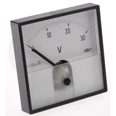 HOBUT PD7 Series Analogue Voltmeter DC, 72 mm x 72 mm, Horizontal Scale, Accuracy Class 1.5 PD721MCS30V/2-001