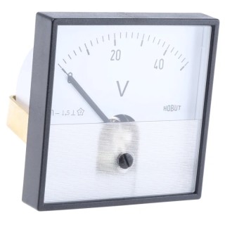 HOBUT PD7 Series Analogue Voltmeter DC, 72 mm Cutout Height and Width, Horizontal Scale PD721MCS50V/2-001