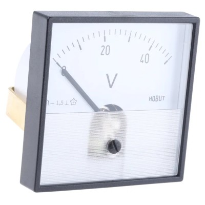HOBUT PD7 Series Analogue Voltmeter DC, 72 mm Cutout Height and Width, Horizontal Scale PD721MCS50V/2-001