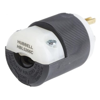 Hubbell Insulgrip Straight Blade Heavy-Duty 15A 125V USA Mains Plug Black Nylon Cable Screw Termination HBL5266C