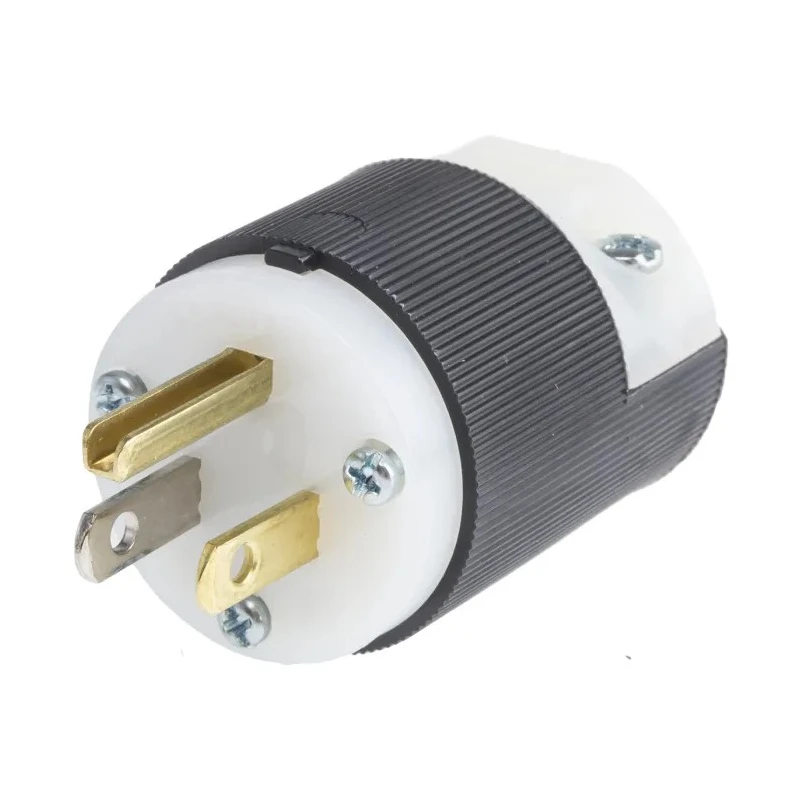 Hubbell Insulgrip Straight Blade Heavy-Duty 15A 125V USA Mains Plug Black Nylon Cable Screw Termination HBL5266C