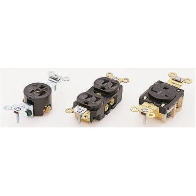 Hubbell 15A Brown 2 Gang Plug Socket NEMA 5-15R HBL5252