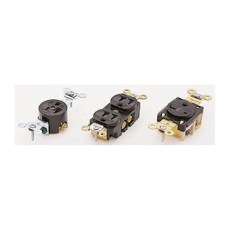 Hubbell 15A Brown 2 Gang Plug Socket NEMA 5-15R HBL5252