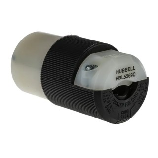 Hubbell Insulgrip 15A 125V NEMA 5-15R Female Mains Connector Black Nylon Body Screw Termination HBL5269C
